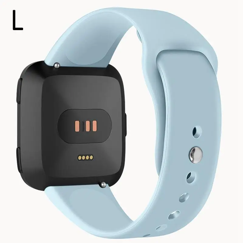 Light Blue Сменный спортивный ремешок для Fitbit Versa/Versa Lite Edition из нержавеющей/мягкий силиконовый ремень браслет S/L Размер для Versa2 - Цвет: Light Blue