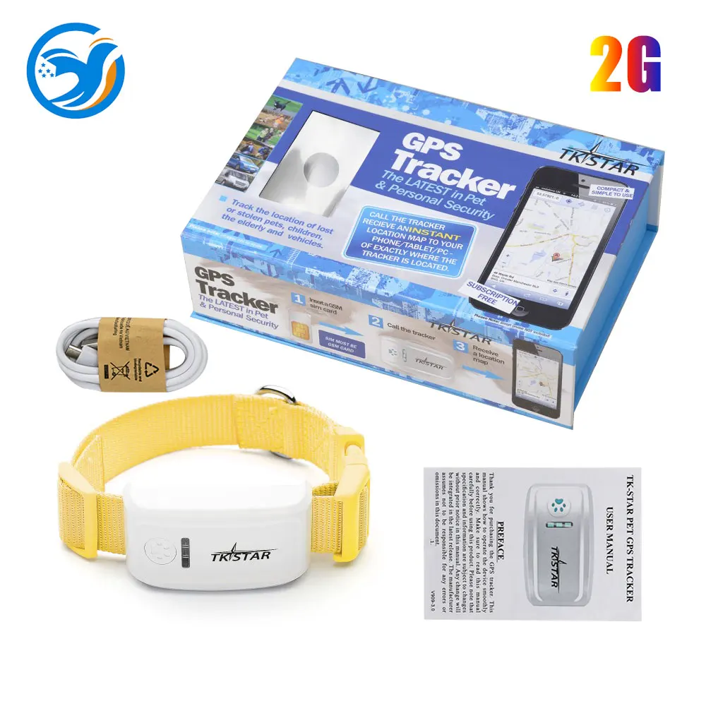 Yellow Has Box Dog gps для собак realtime tracking TKSTAR TK909 Geo-fence mini gps tracker dog Collar GPS auto free tracking bracelet locator - Цвет: Yellow Has Box