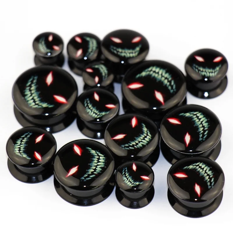 

1Pair Black Acrylic Ear Tunnel Plug Simple Styles Ear Gauges Piercing Double Curved Saddle Expander Stretcher Body Jewelry