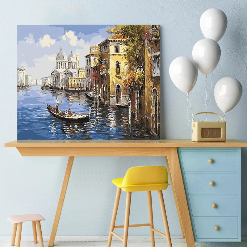 Painting by numbers Venice Water City Scenery Town street view impression handmade oil paintings by numbers wall home decor