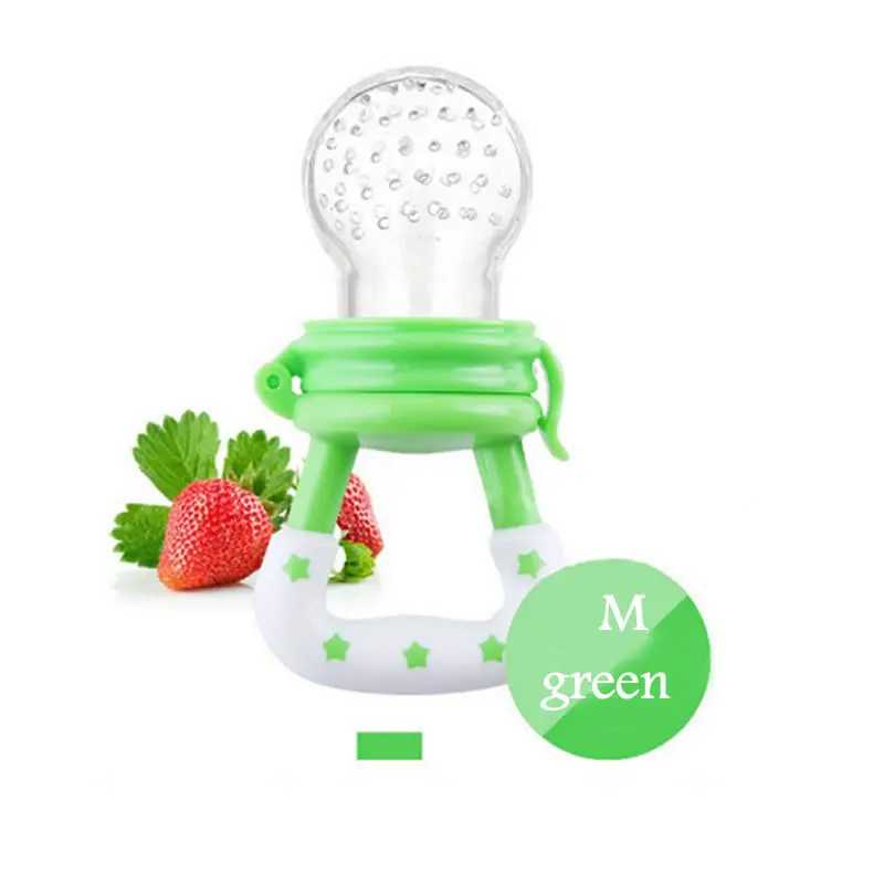 green M Силиконовый детский успокоитель младенцев Соска-пустышка Дети соски-пустышки кормушка для фруктов пустышка для кормления Кормушка Для соска для кормления - Цвет: green M