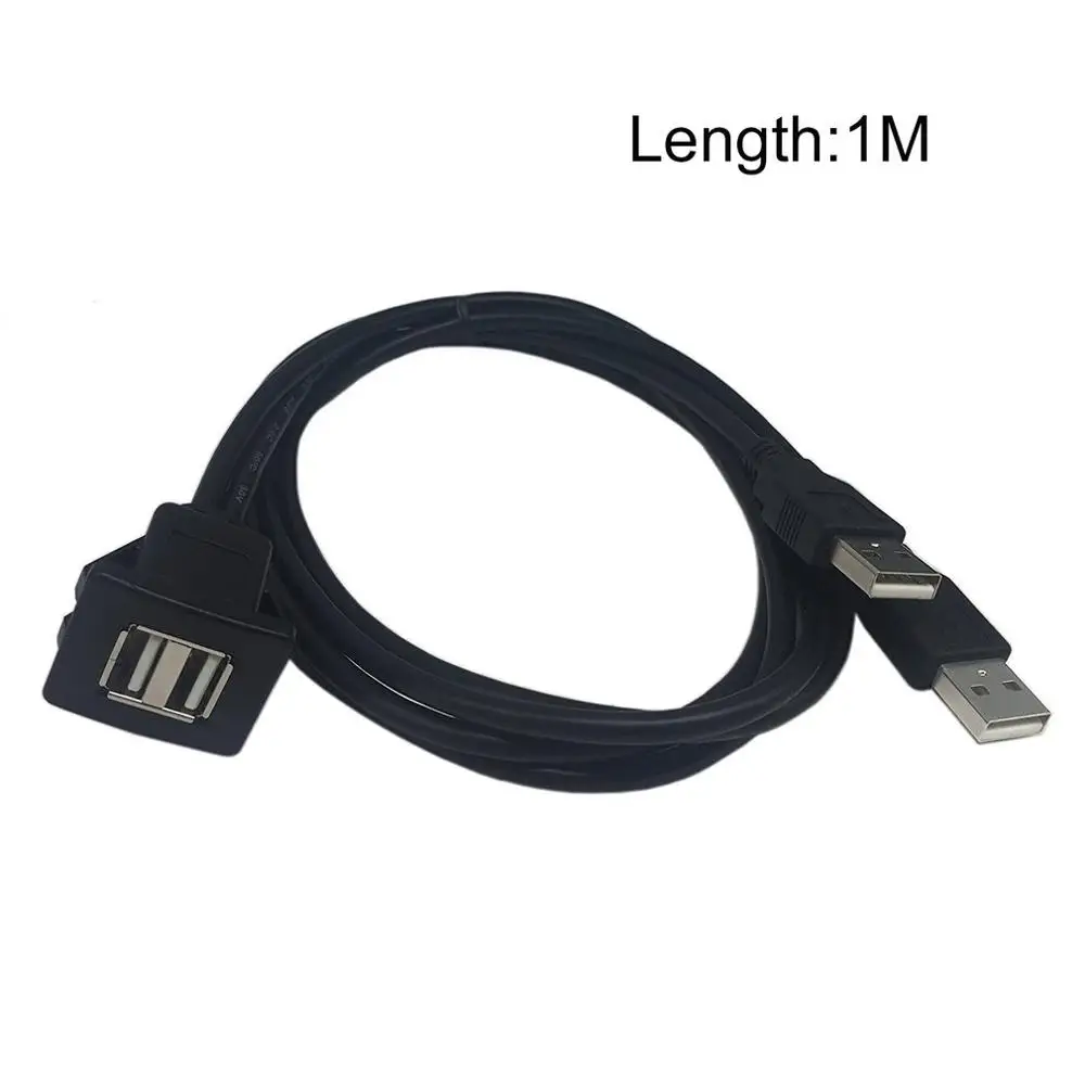 Double 1M USB2.0 кабель для скрытого монтажа 1 м/2 м двойной/один USB порт удлинитель флеш панель монтажный кабель провод для автомобиля лодки мотоцикла - Цвет: Double 1M