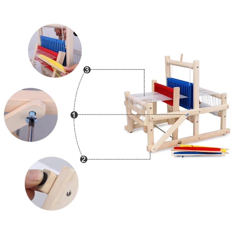 Wooden Traditional Weaving Loom Children Toy Craft Educational Gift Wooden Weaving Frame Knitting Machine