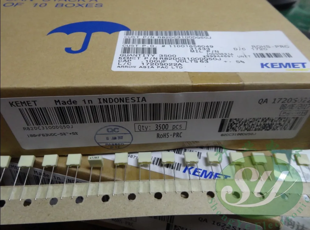 50 шт. KEMET AV R82 0,1 мкФ/63 в 100NF u1 104 пленочный конденсатор R82DC3100DQ