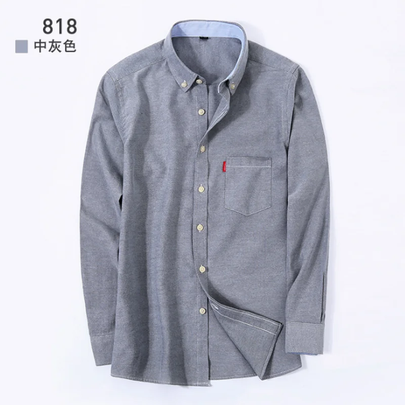 Модная мужская Весенняя однобортная рубашка с длинным рукавом Camisa, дышащая удобная оксфордская хлопковая ткань ярких цветов в английском стиле