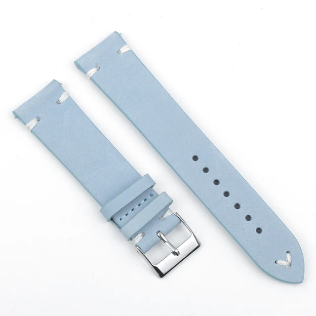 High Quality Suede Leather Vintage Watch Straps Blue Watchbands Replacement Strap for Watch Accessories 18mm 20mm 22mm 24mm Blue-White Line