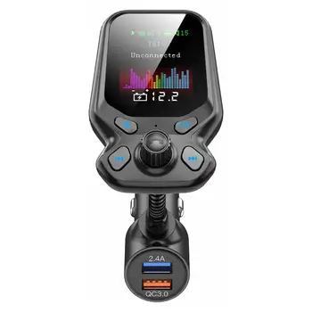 

Car MP3 FM Transmitter Adapter Dual Usb Port Charger And Lcd Display 5.0 Fast Charging Built-in Microphone