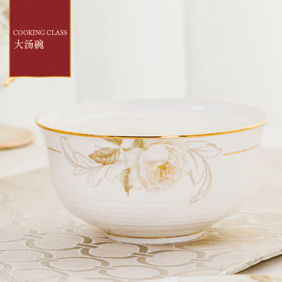 60 Heads jingdezhen ceramics chinese dishes dishes set Tableware Rice Bowl Soup Bowl Salad Noodles Bowl Plate Dinnerware Sets