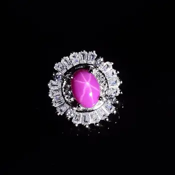 

Starlight Ruby Ring s925 Seiko Super Multi-Cube Diamond Inlaid Finger Ring Live Mouth Super Flashing Starlight Effect Strong