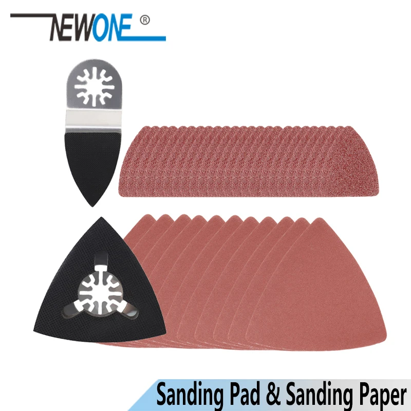 NEWONE-herramienta oscilante, papel de arena + dedo/triángulo, almohadilla de lijado para Fein Dremel, herramienta eléctrica, gancho y bucle de papel de lija abrasivo