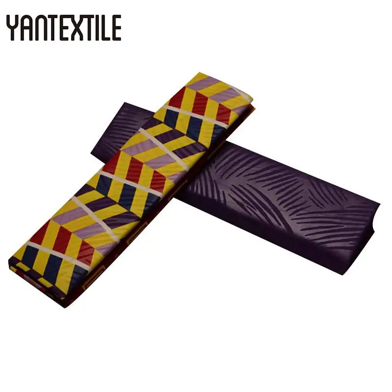 YANTEXTILE Анкара ткань Африканский настоящий воск принт тиснение Гана Kente Ткань 2+ 2 ярдов Tissu простое окрашивание африканская ткань Анкара - Цвет: 19070020