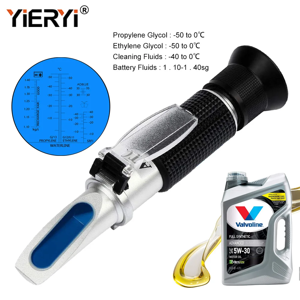 Antifreeze Refractometer Liquid Refractometer Hand Held Refractometer Antifreeze Coolant Tester yieryi Hand Held Tester Tool 4 In 1 Engine Fluid Glycol Antifreeze Freezing Point Car Battery Refractometer Antifreeze Tester
