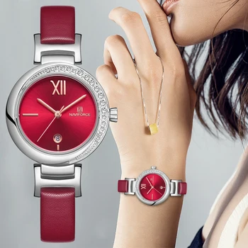 

NAVIFORCE Women Watch Brand Fashion Luxury Quartz Ladies Watches Girl Dress Clock Leather wristwatch Montre Femme Reloj Mujer