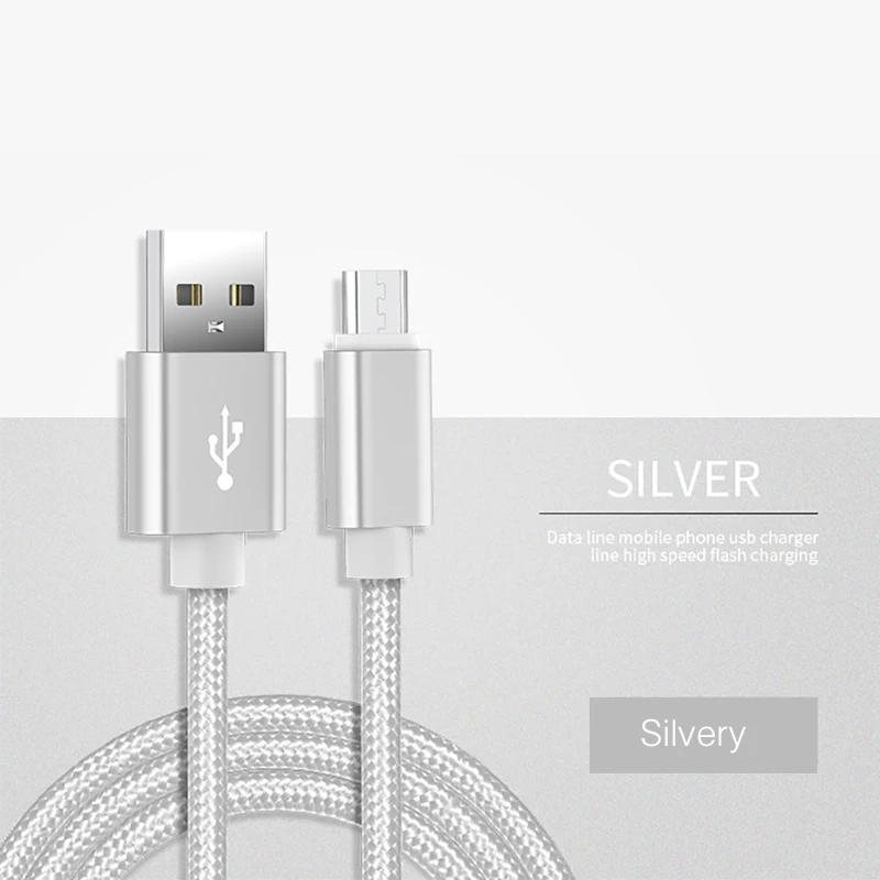 25 см 1 м 2 м 3 м данных USB зарядное устройство кабель для iPhone 6S 6 s 7 8 плюс Xs Max XR X 10 5S iPad Быстрая зарядка V8 длинный провод нейлоновый шнур - Цвет: silver For Micro
