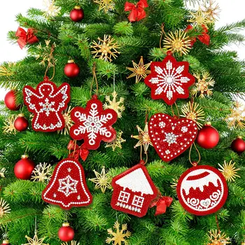 

10Pcs/Set Christmas Label Card Pendants Set DIY Diamond Painting Cards for Xmas Tree Store Holiday Party Decor
