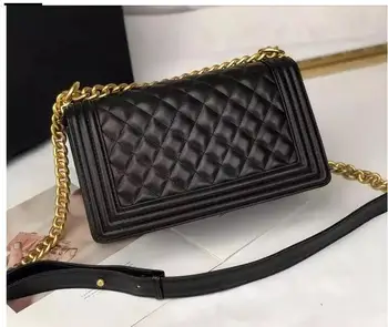 

hot Women's shoulder bag new fashion diamond chain small bag luxury women bags designer wild leather Crossbody bag Black