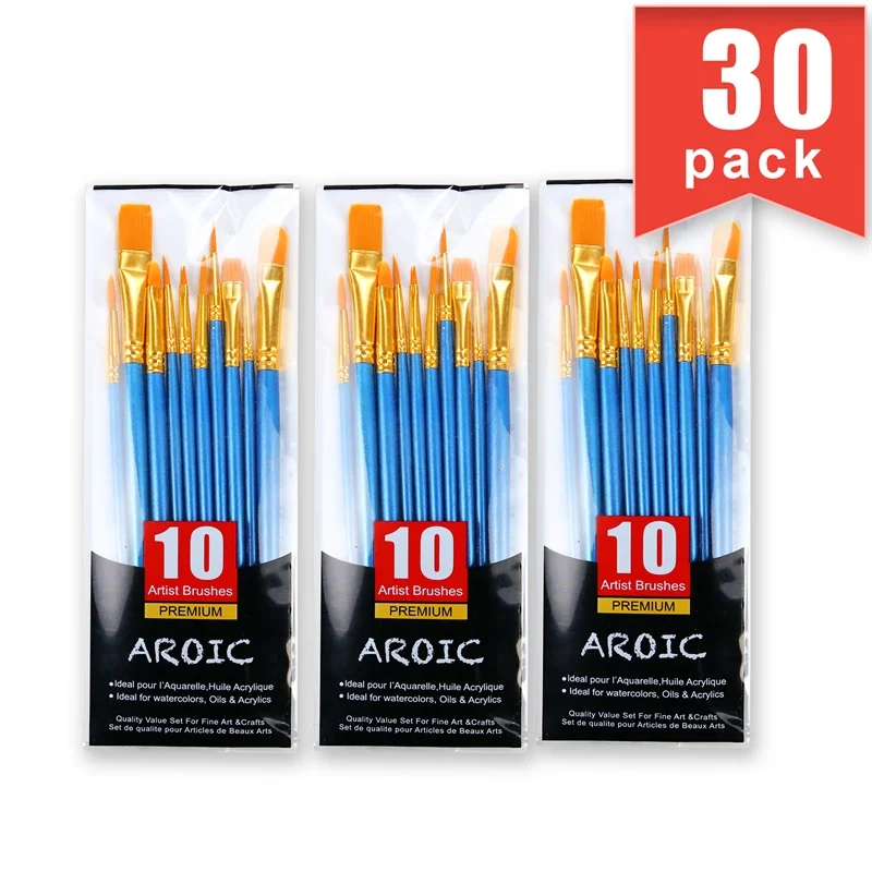 Painting Brush Set, 1-10 Packs /10Pieces, Nylon Brush Head, Suitable for Oil and Watercolor, Perfect Suit of Art oil Painting - Цвет: brush-30