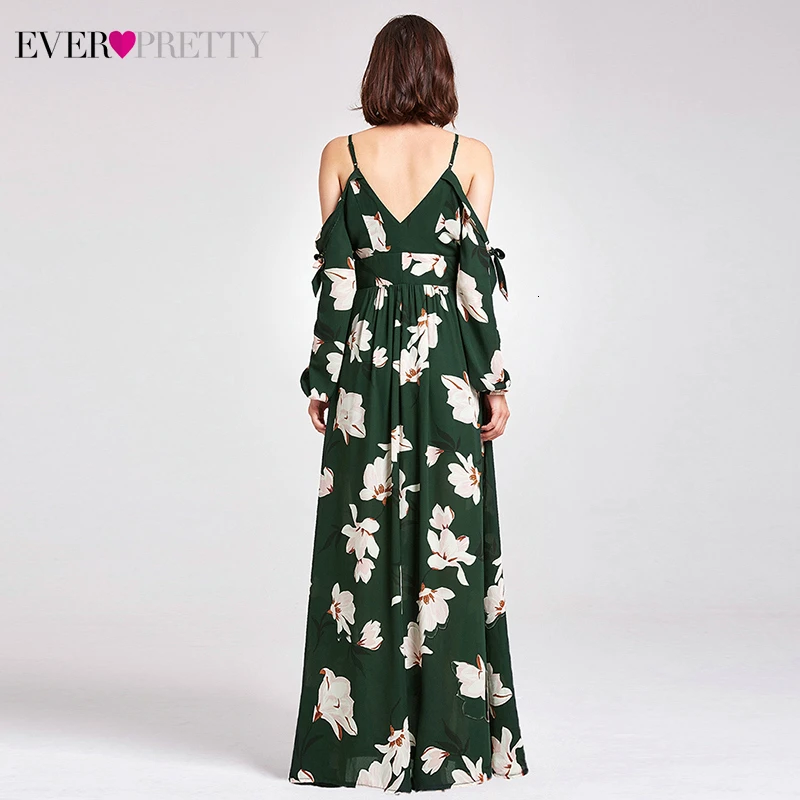 Платья для выпускного вечера с цветочным принтом Ever Pretty AS07178GR ТРАПЕЦИЕВИДНОЕ ПЛАТЬЕ С v-образным вырезом простое пляжное стильное Выпускное Платье Vestido De Formatura