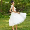 Customized 2025 Vestidos de Novia Pretty Appliques Plus size Tea Length Lace Short A Line Wedding Dresses Garden Bridal Gown 3
