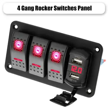 

Waterproof Car Rocker Switch Replacement Universal 4-Gang With USB Boat