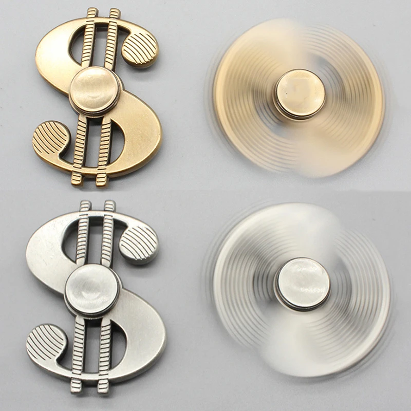 

Dollar $ Fidget Spinner Hand Spinner Top Anti-irritability Golden Silver Zinc Alloy Bearing Steel Ball Children ADHD Adult Toy
