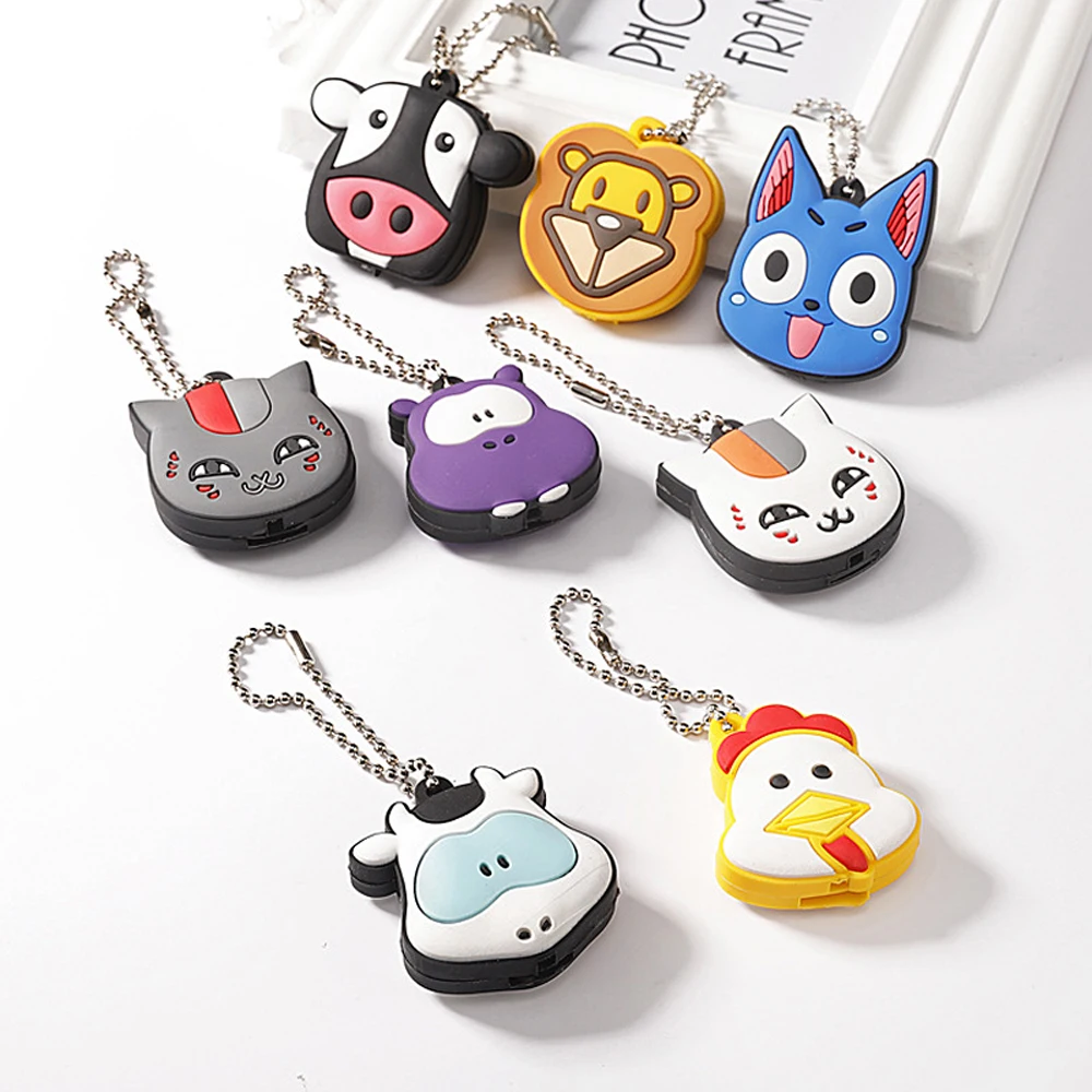 Cartoon Key Cover Small LED Lamp Soft Silicone Protective Case Key Control Dust Cover Holder Chain Pendant