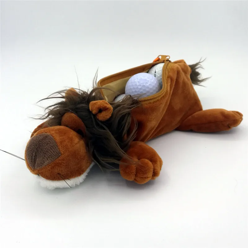 lion dark brown Многофункциональные маленькие сумки для гольфа, футболки для гольфа, маркеры для ключей, забавные мультяшные животные, на молнии, сумки для гольфа, можно упаковать 5-7 шаров - Цвет: lion dark brown