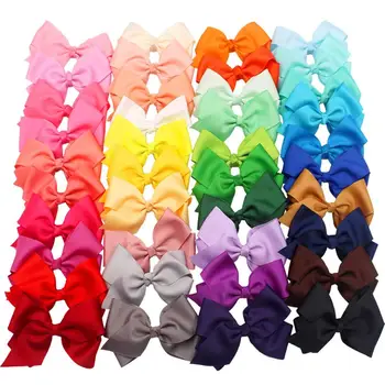 

40 Colors/Set 4" Hair Bows Clips Girls Pigtail Bows Alligator Clips for Baby Girls Fine Hair Infants