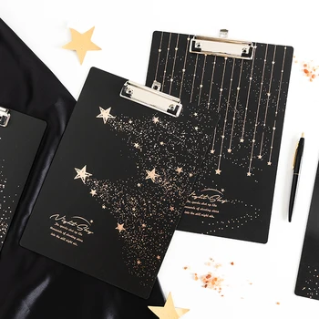 

Korean creative bronzing pp board clip test paper writing pad office data folder paper storage file folder file organizer