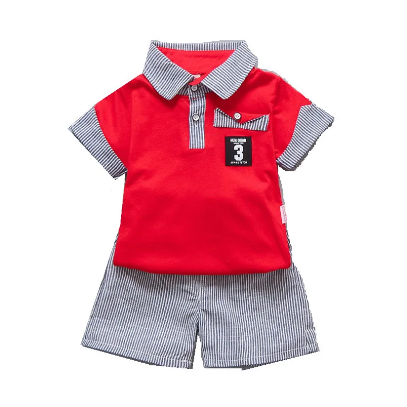 

Kids Summer Cotton Clothes Children Printed Numeral T Shirt Stripe Shorts 2Pcs/sets Infant Baby Boys Fashion Toddler Tracksuits