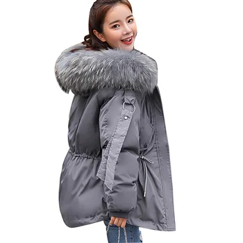 

2019 Women Winter Short Jacket Fashion Fur Collar Hooded Parkas Casual Warm Thick Plus Size Loose Cotton Padded Female Jackets