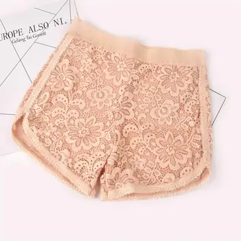 

Woman Safety Short Pants Lace Hollow Summer Women Short Pants Solid Color Black Low Waist Sexy Short Pants