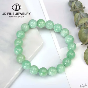 JD Natural Myanmar Green Jade Bracelet 6/8/10MM Beads Temperament Jewelry Gems Accessories Gifts Wholesale Bracelet Bangle