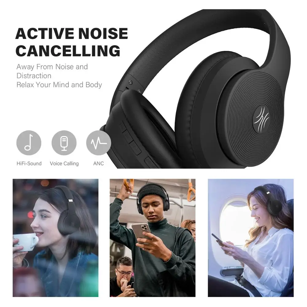 Беспроводные наушники Oneodio A40 с активным шумоподавлением Bluetooth V5.0 ANC гарнитура