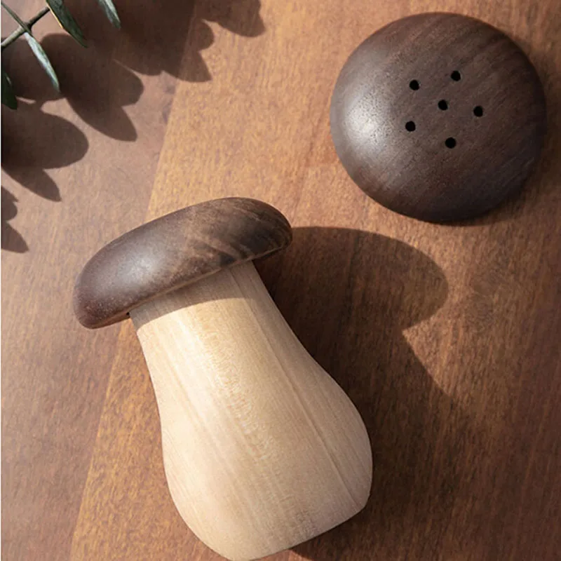 Solid Wood Toothpick Holder Box Black Walnut Wooden Mushroom Cute Shape Production Storage Kitchen Tool | Дом и сад