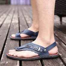 Лето, стиль, крутая мужская пляжная обувь, мужские дышащие Вьетнамки, сандалии двойного назначения, модная мужская обувь