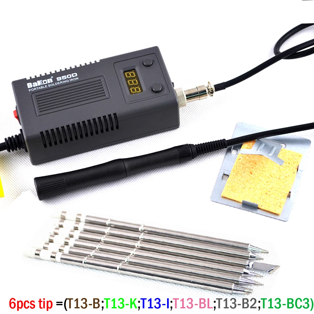 Бекон 950D 110V/220V 75W Мини Портативный паяльник цифровой BGA паяльная станция с T13 I