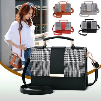

2019 Newest Fashion Women Ladies Checkered Tote Bag Leather Style Quality Shoulder Handbag Hot Sale