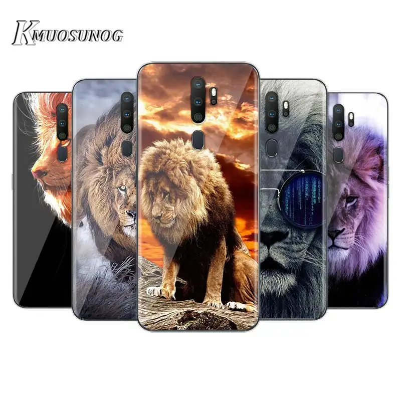 

For OPPO A5 A9 2020 F7 Phone Case King of animals lion for OPPO Reno 2 Z 2Z 2F 3 4 Pro 5G Soft TPU Phone Cover