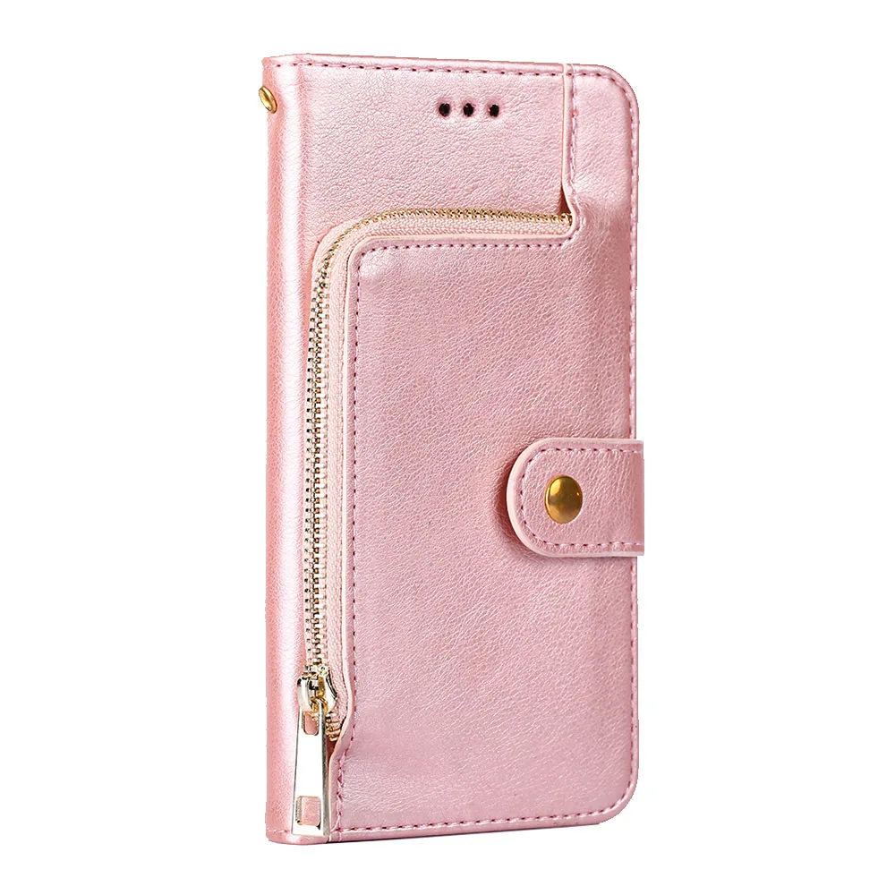 Pink Кожаный флип-чехол на молнии чехол для телефона zte Nubia Z11 Z17 Mini M2 M2 Lite для zte Blade V7 V9 кошелек с подставкой Чехол - Цвет: Pink