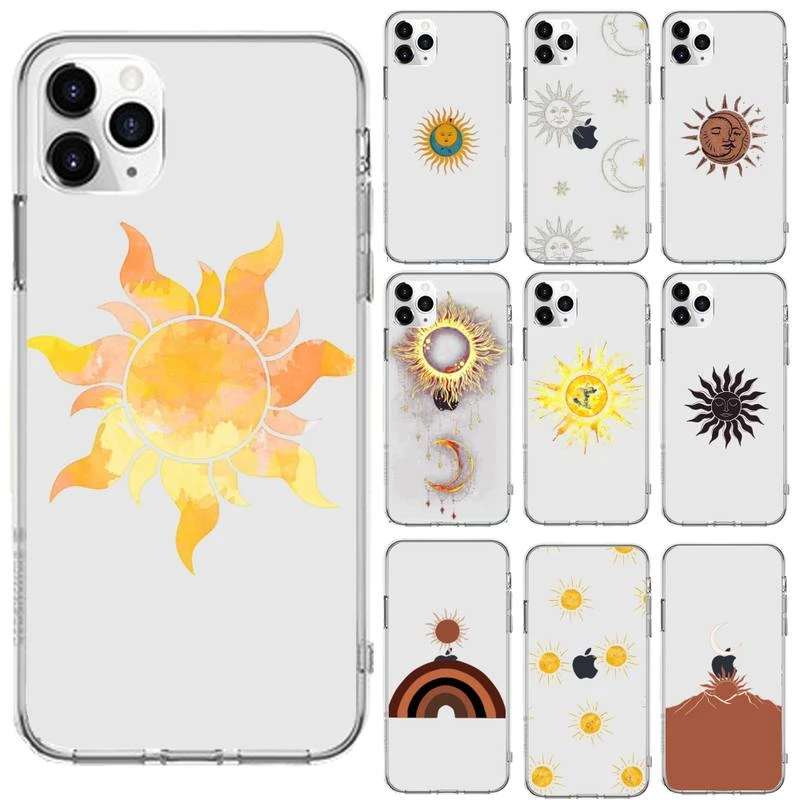 wildflower phone cases Star moon sun tarot space Phone Case Transparent for iPhone 6 7 8 11 12 s mini pro X XS XR MAX Plus cover funda shell puffer case