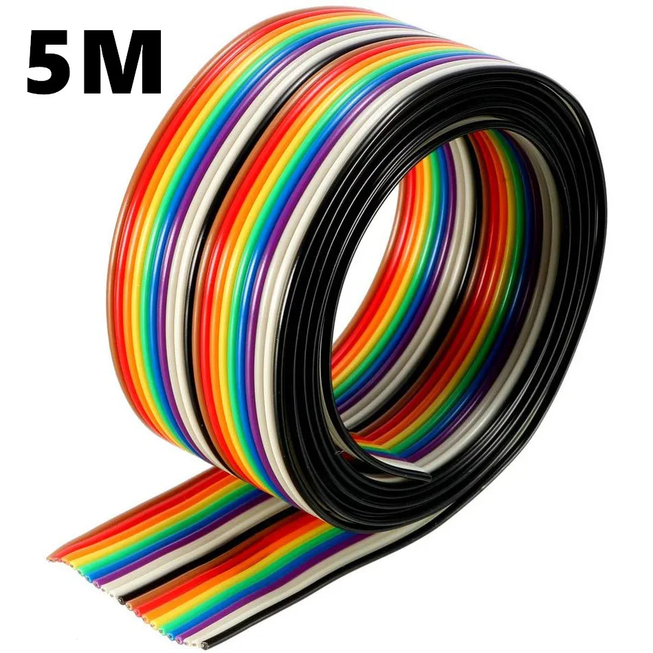 Плоский ленточный кабель 20P Радужный IDC провод 1,27 мм Шаг 5 метров