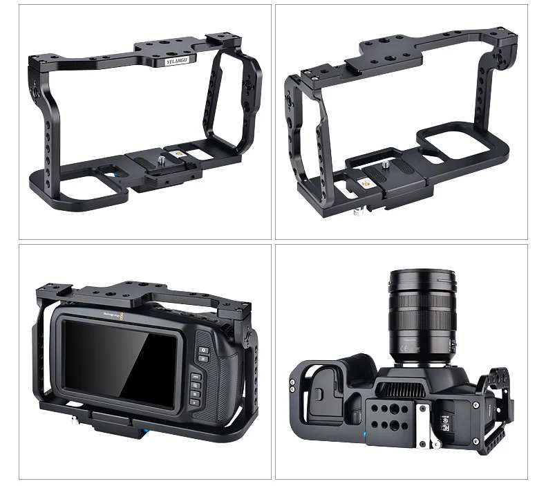 Клетка для камеры Blackmagic Pocket 4K камера BMPCC с креплением для холодного башмака 1/4 3/8 резьбовые отверстия