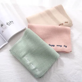 

Autumn Winter New Solid Color Long Letter Scarf Men Women Double-sided Imitation Cashmere Wool Warm All-match Comfortable C05