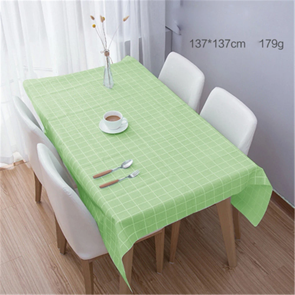 Plastic PVC Tablecloth Print Color Pink Wedding Birthday Party Table Cover Rectangle Desk Cloth Wipe Covers Waterproof - Цвет: Зеленый