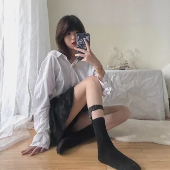 

Raisevern New Gothic Socke Street Harajuku Fashion Garter Leg Ring Black Tube Non Slip Strap Leg Warmers Women's socks Dropship