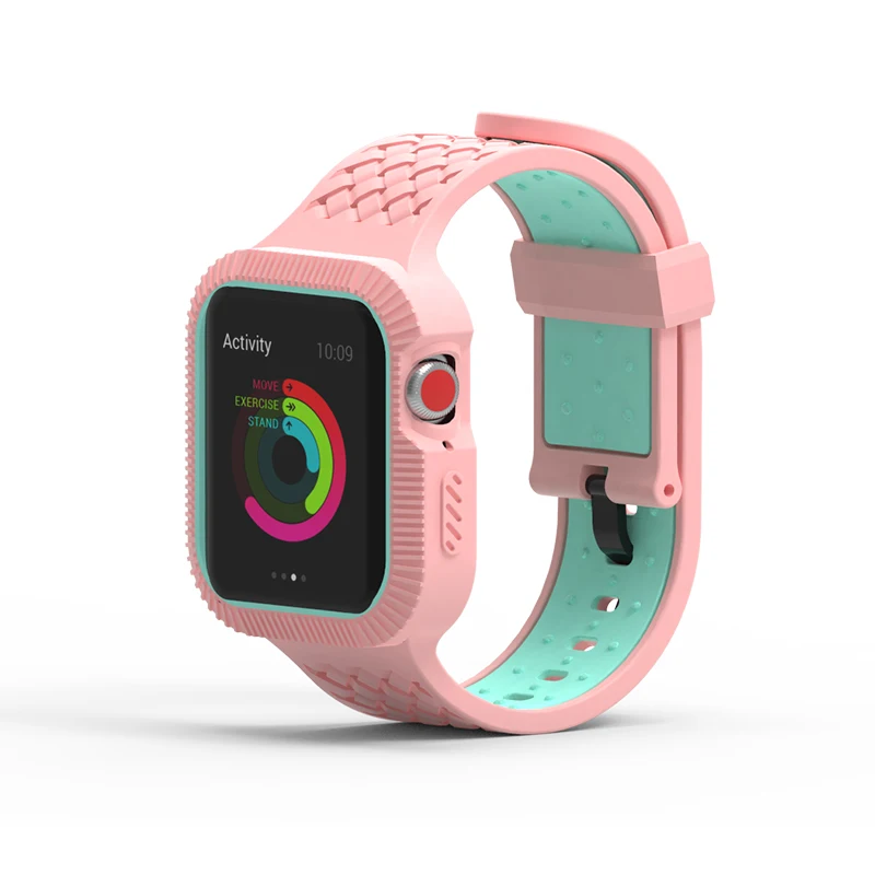 Силиконовый ремешок для Apple Watch band 38 мм 42 iWatch 44 40 спортивный Чехол браслет 5 4 3 2