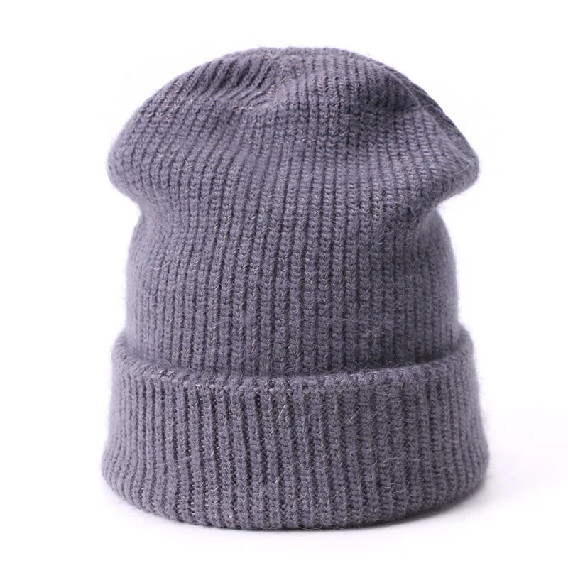 Однотонные Мешковатые шапочки для мужчин и женщин, зимние уличные теплые шапочки, Лыжные шапки, женские мягкие шерстяные громоздкие вязаные шапки для взрослых - Цвет: F