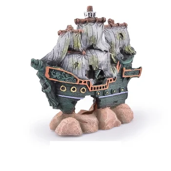 

Fish Tank Landscaping Aquarium Decoration Ship Wreckage Reptile Fish Hideout Cave Decoration Background