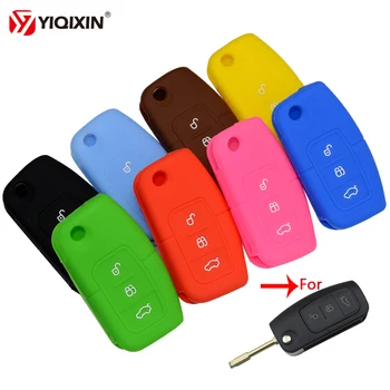 Keyforkesscustodia protettiva per chiave a distanza in Silicone per Ford Focus Mondeo 2 3 XR6 Fiesta Max Ecosport Kuga Escape 3 Button Case Shell
